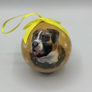 Boxer Dog Pet Ball Christmas Ornament with Ribbon. 3” Diameter. Shatter-Proof. - Picture 1 of 6