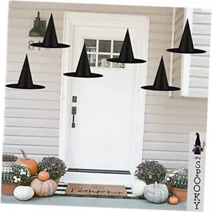 6 Pcs Halloween Black Witches Hats Costume Accessory Decorations, Hanging - Picture 1 of 8