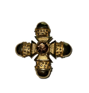 MALTESE CROSS Brooch Pin & PENDANT with TOPAZ crystal signed BENEDICT NY Vintage - Picture 1 of 11