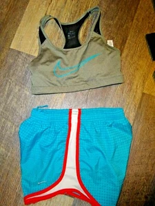 NIKE LOT SMALL ~ athletic active running shorts & sport bra top - Picture 1 of 10