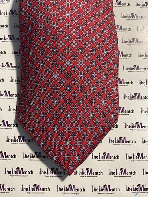 Corbata Brooks Brother roja seda con diseño geométrico azul TOTALMENTE NUEVA Foto 1 de 3