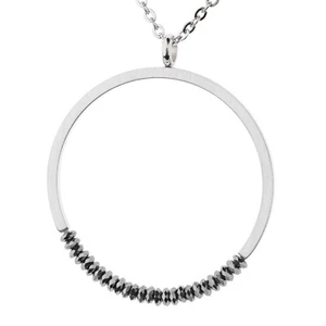 Ernstes Design Anhänger Groß ohne Kette Edelstahl poliert mit Hämatit AN1007 - Bild 1 von 2