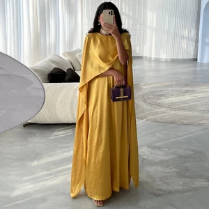 Satén Abaya Mujeres Musulmanas Batas Largas Modesto Caftán Cóctel Fiesta Vestidos Dubai - Imagen 1 de 37