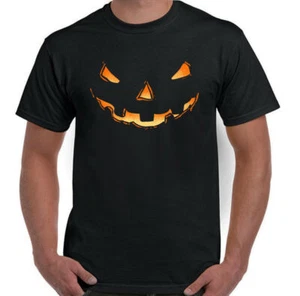 Halloween T-Shirt Pumpkin Smile Mens Funny Fancy Dress Outfit Spooky Scary Ghost - Picture 1 of 2