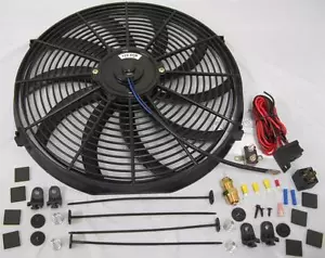High CFM 16" Electric Curved S-Blade Cooling Radiator Fan + Thermostat Mount Kit - Bild 1 von 1