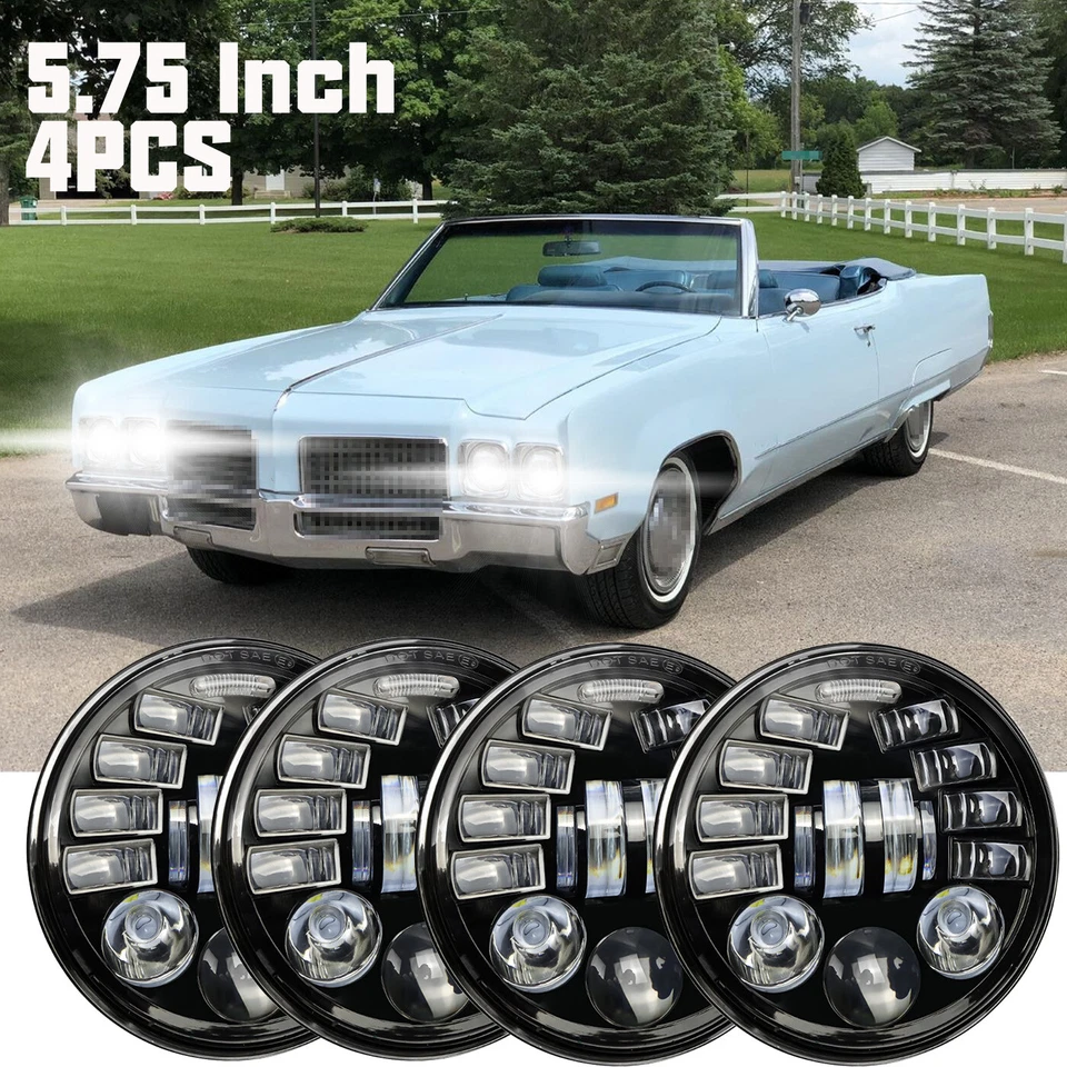 Круглые светодиодные фары 4x 5 3/4 5,75 дюйма для Oldsmobile 98/442/Dynamic/Super 88 - Изображение 1 из 4