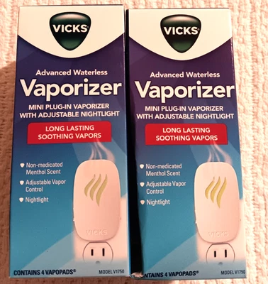 Vicks Advanced Waterless Mini Plugin Vaporizer Lot Adjustable Nightlight Vapopad - Image 1 of 4