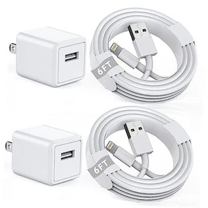 Chargeur iPhone [Certifié Apple MFi] Cordon Chargeur Apple 2Pcak Lightning 6FT - Photo 1 sur 8