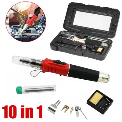 Kit de ferro de solda portátil HS-1115K 10 em 1 gás butano kit de solda caneta tocha - Imagem 1 de 4