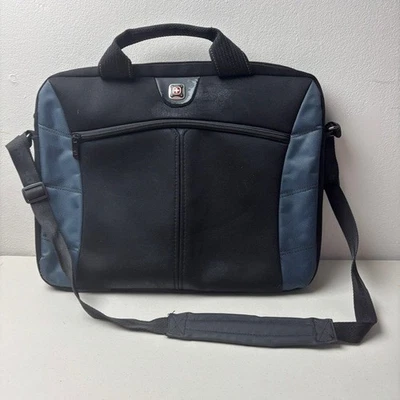 SwissGear 黑色和蓝色笔记本电脑包,信使带和手柄,工作,学校 — 第 1/4 张图片