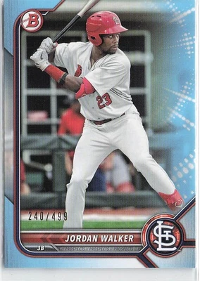2022 Bowman #BP-20 Jordan Walker Prospects Sky Blue #/499 - Image 1 of 2