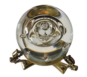 Vintage kontrollierte Blase Kunst Glaskugel Kugel Briefbeschwerer Seepferdchen Ständer - Bild 1 von 11