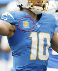 2025 Justin LA Herbert GOLD 4⭐Star Stick-on Powder Blue CHARGERS CAPTAIN C-PATCH - Picture 1 of 6