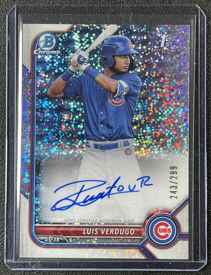 LUIS VERDUGO 2022 BOWMAN #CPA-LV CHROME PROSPECT AUTO SPECKLE REFRACTOR 243/299 - Image 1 of 2