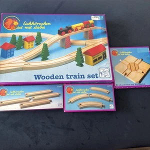 Eichhörnchen Gimmer Dabei Antique Wooden Train Set - Holzbahn - Brand New Sealed - Picture 1 of 7