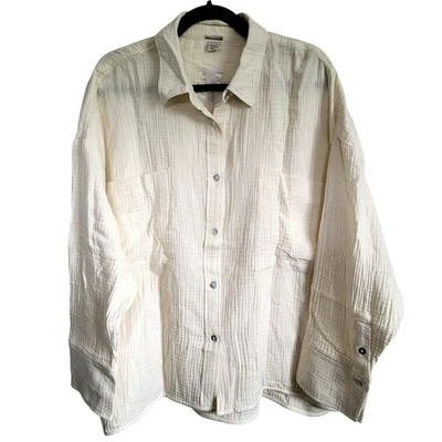 Camisa Magaschoni Algodón Orgánico Abotonada XL Amarillo Pastel Gran Tamaño Nueva con Etiquetas $149 Foto 1 de 4
