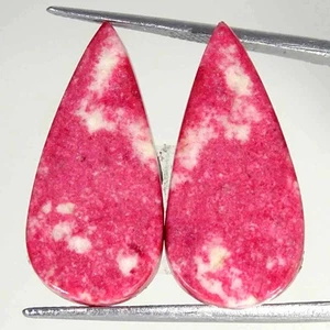 23.10Cts Natural Thulite Pair Cabochon Loose Gemstone Shape Pear Size 12x25x4mm - Picture 1 of 5