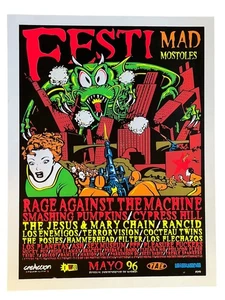 TAZ 1996 Festi Mad Mostoles Concert Poster Smashing Pumpkins RATM Cypress Hill - Picture 1 of 2