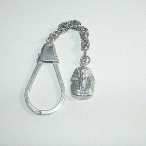 Rare Vintage Hallmark Sterling Silver Large Egyptian Pharaoh King Tut Key Chain - Bild 1 von 5