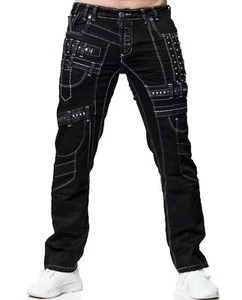 KOSMO LUPO Designer Herren Jeans Black Denim Stretch Japan Style NEU!KM8004-1 - Bild 1 von 5