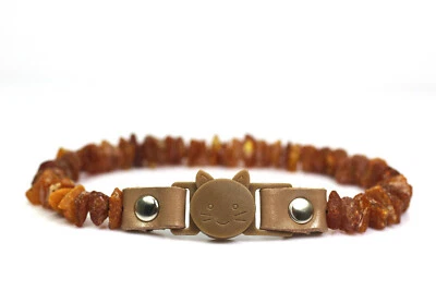 EASY BREAK AWAY ámbar báltico y broche de cuero cuello de gato SIN PULIR Foto 1 de 4