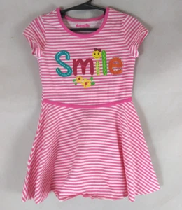 Nannette Kids Pink Striped Fun Glitter Smile Design Cap Sleeve Girls Size 5 - Picture 1 of 5
