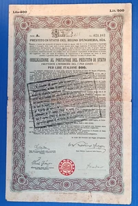 Loan Of State Of Regno D'Ingheria X Lire 500 Of 1924-12101 - Picture 1 of 1