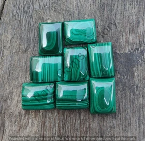 Natural Malachite Rectangle Shape Cabochon, Wholesale Gemstone Lot For Jewelry - Picture 1 of 10
