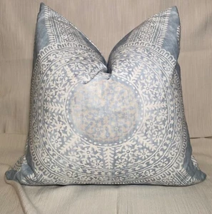 16”sq THIBAUT F910638 STONINGTON Spa Blue Cotton Fabric Custom Pillow Cover - Picture 1 of 12