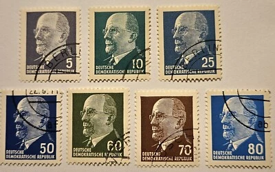 E. Germany VINTAGE,  1960s President Walter Ubrucht, 7 CTO, Mint, OG, NH FAST... - Image 1 of 3