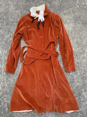 Raro Abrigo Chaqueta De Colección Años 30 40 Para Mujer Trinchera Hippy Cuello De Piel Indio Navavjo Foto 1 de 4