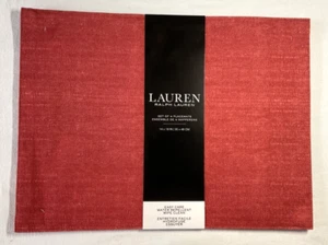 Ralph Lauren Home EASY CARE WATER REPELLENT PLACEMATS (4) RED 100% POLYESTER NWT - Picture 1 of 2