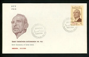 Postal History Turkey FDC #2295 President Ismet Inonv 1984 - Picture 1 of 2