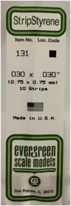 Evergreen 131 .030" x .030" x 14" Styrene Strips (10) New Free Shipping - Picture 1 of 1