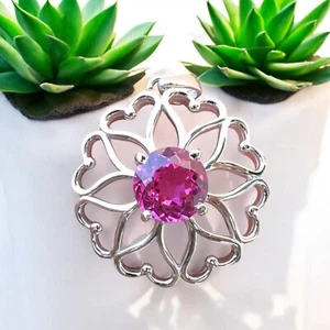 Certified 30 Ct Natural Pink Sapphire Loose Gemstone Pendant In 925 Silver MG002 - Picture 1 of 8