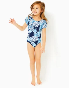 NWT LILLY PULITZER SIZE 8 GIRLS WATERFALL ONE-PIECE SWIMSUIT *BOUQUET ALL DAY* - Picture 1 of 4