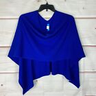 Isabel Harvey Sweater Womens OS Blue Cashmere Poncho Cowl Neck Solid Pullover