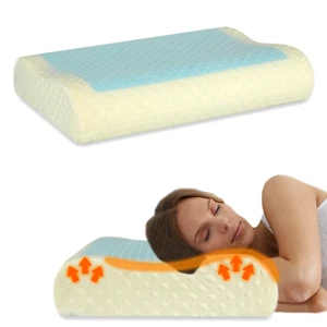 COOLING ORTHOPEDIC MEMORY FOAM CONTOUR CERVICAL PILLOW GEL FIRM HEAD NECK BACK - Picture 1 of 5