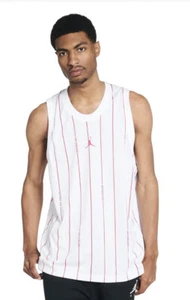 Air Jordan Basketball Jersey Pinstripe White Red DM1380 100 ~ Size XL - Picture 1 of 5