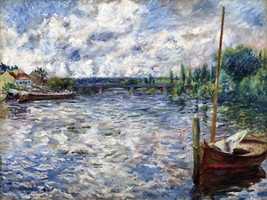 The Seine in Chatou river by Renoir Tile Mural Kitchen Backsplash Marble Ceramic - Picture 1 of 52