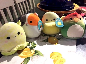 Squishmallows 8" Lot Of 4 Plush Toys Parrot Hamster banana + Octopus Collectible - Picture 1 of 9