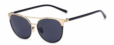 86026 C1 GAFAS DE SOL DE MODA CATEYE METAL DORADO MARCO NEGRO LENTES DE HUMO Foto 1 de 4