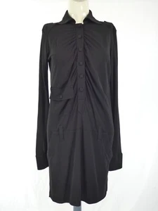 Pinko Shirt Kleid kurz schwarz Kragen Retro Vintage Knöpfe vorne langarm M - Bild 1 von 12