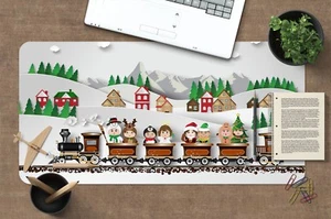 3D  Christmas Train Party Snow Scene 7 Non-slip Office Desk Mouse Mat Game - Picture 1 of 7