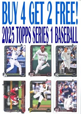 Béisbol Topps Serie 1 2025 (¡Compra 4 y obtén 2!) Tú eliges/completa tu conjunto (176-350) Foto 1 de 2
