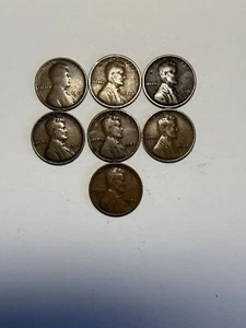 7 Lincoln Wheat Pennies 1910/1929 - Bild 1 von 6