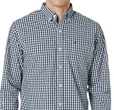 NOVA Camisa Masculina IZOD Advantage Performance Xadrez Manga Longa Botões 4XL Preta - Imagem 1 de 3