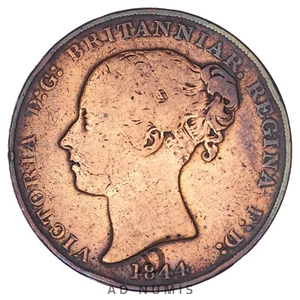 Jersey 1/13 shilling 1844 Victoria Cuivre pièce de Monnaie Royaume-Uni KM-3 - Picture 1 of 2