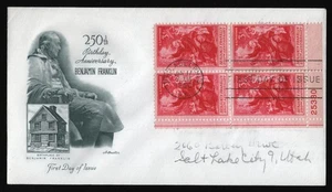 #1073 3c Benjamin Franklin-Plate Block, Artmaster FDC **ANY 5=FREE SHIPPING** - Picture 1 of 1