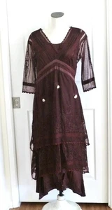 Nataya bestickt Wein Netz 3-stufig Downton Abbey Titanic Tee Party Midaxi S/M - Bild 1 von 21